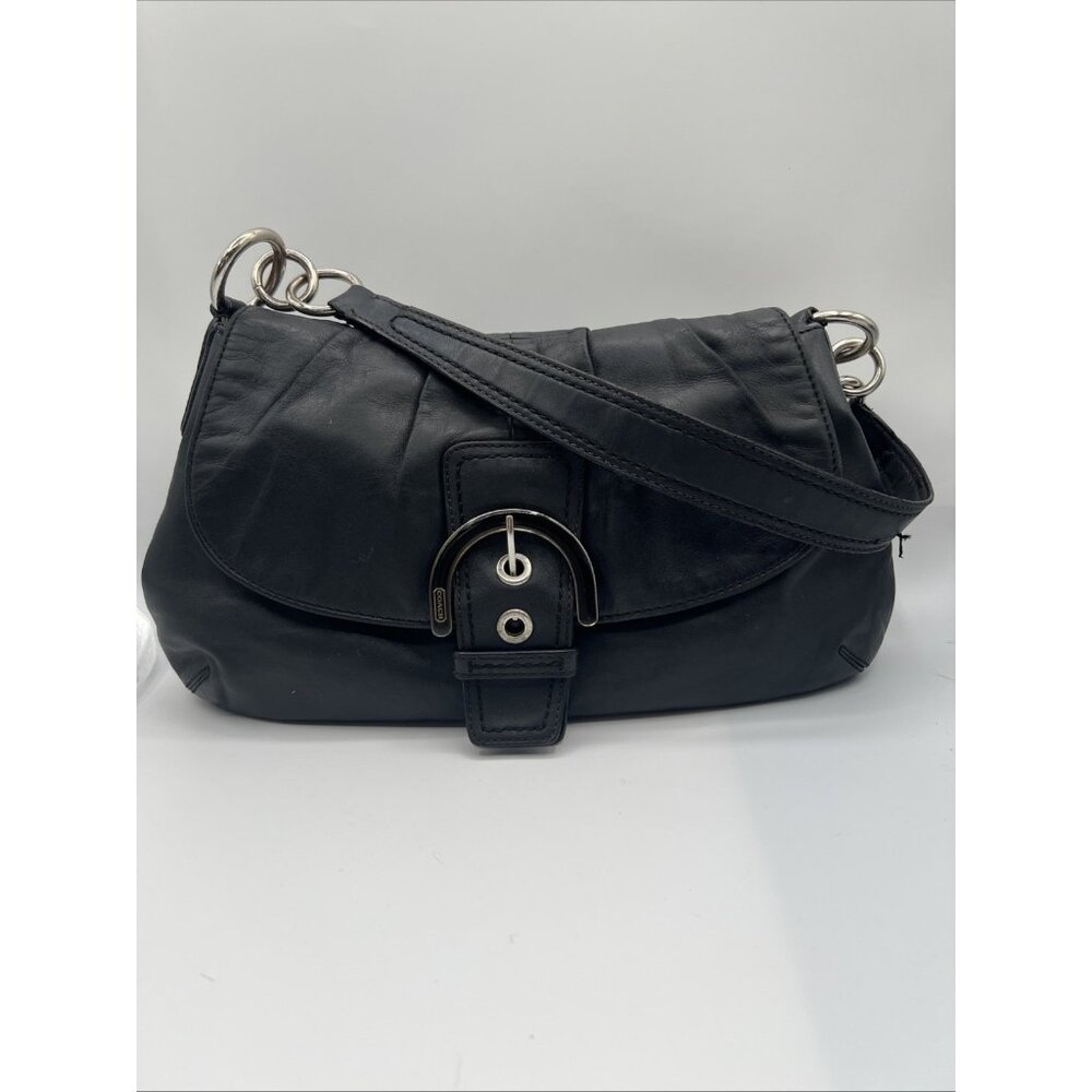 Coach 17217 Vintage Y2K Soho Flap Black Leather Shoulder Purse Bag Used